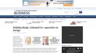 Fidelity Bank, Colonial Co-operative to merge - Sentinel & Enterprise