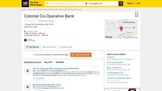 Colonial Co-Operative Bank 1 School Sq, Winchendon, MA 01475 ...
