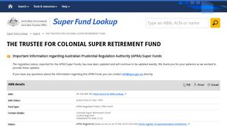 THE TRUSTEE FOR COLONIAL SUPER RETIREMENT FUND | Super ...