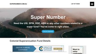 Colonial Super's USI Number, ABN & SPIN. - Super Number
