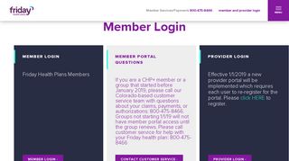 Member Login Page - Friday Health Plans