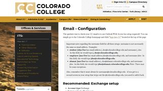Email - Configuration • ITS: Colorado College