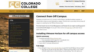 Connect from Off Campus • ITS: Colorado College