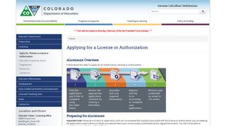 Applying for a License or Authorization | CDE - Colorado Department ...