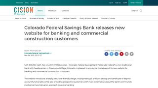 Colorado Federal Savings Bank releases new website for banking ...
