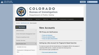 New Accounts | Colorado Bureau of Investigation