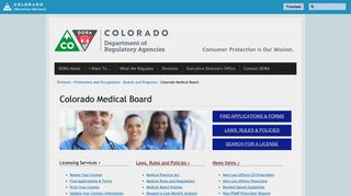 Colorado Medical Board | Department of Regulatory Agencies