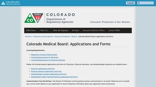 Colorado Medical Board: Applications and Forms | Department of ...
