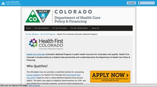 Health First Colorado (Colorado's Medicaid Program) - Colorado.gov