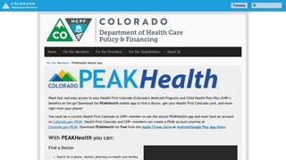 PEAKHealth Mobile App | Colorado Department of Health Care ...