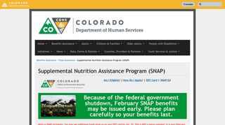 Supplemental Nutrition Assistance Program (SNAP) - Colorado.gov