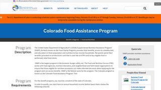 Colorado Food Assistance Program | Benefits.gov