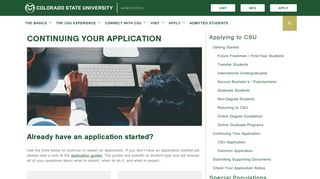 Continuing your application | Admissions | Colorado State University