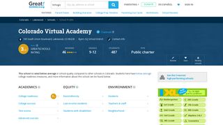 Colorado Virtual Academy - Lakewood, Colorado - CO | GreatSchools