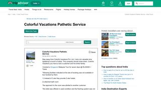 Colorful Vacations Pathetic Service - India Forum - TripAdvisor