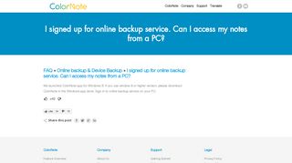 I signed up for online backup service. Can I access my ... - ColorNote