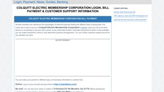 Colquitt Electric Membership Corporation Login, Bill Payment ...