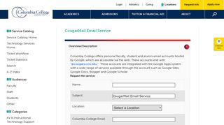 CougarMail Email Service: Columbia College
