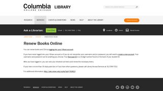 Renew Books Online - Library - Columbia College Chicago