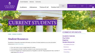 Current Students | Columbia College