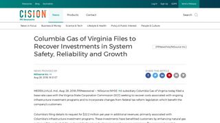 Columbia Gas of Virginia Files to Recover Investments in System ...