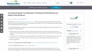 Columbia Property Trust Releases Third Quarter 2018 Results and ...