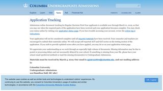 Application Tracking | Columbia Undergraduate Admissions