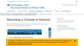 Reporting a Change of Address - ISSO - Columbia University