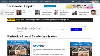 Electronic edition of Dispatch.com is down - The Columbus Dispatch