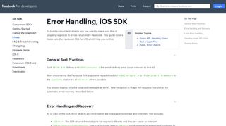 Error Handling, iOS SDK - Facebook for Developers