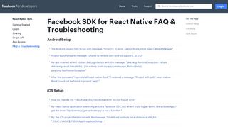 FAQ & Troubleshooting - React Native SDK - Facebook for Developers