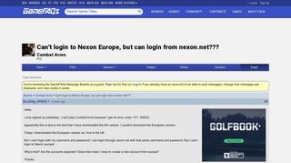 Can't login to Nexon Europe, but can login from nexon.net ...