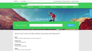 What is the Conext ComBox default Username ... - Schneider Electric
