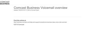 Comcast Business Voicemail overview