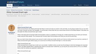 Xfinity Comcast Email Login | Windows Forum