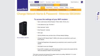 Change Network Name And Password - Motorola SBG6580