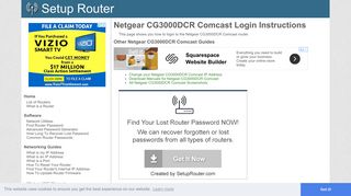 Login to Netgear CG3000DCR Comcast Router - SetupRouter