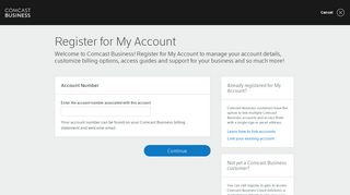 My Account registration page - Comcast Business