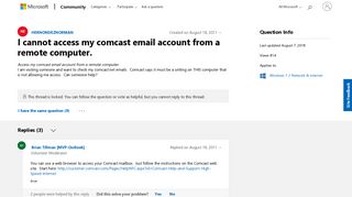 I cannot access my comcast email account from a remote computer ...