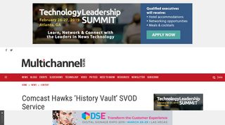 Comcast Hawks 'History Vault' SVOD Service - Multichannel