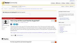 How Long will the Local Vault be Supported? | Norton Community