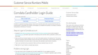 Comdata Cardholder Login Guide - Customer Service Numbers Mobile