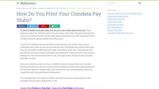 How Do You Print Your Comdata Pay Stubs? | Reference.com