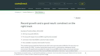 comdirect on the right track: Record growth and good result | comdirect ...
