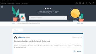 Comcast not listed as a provider for Comedy Central Apps - Xfinity ...