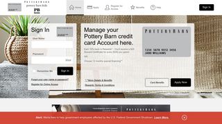 Pottery Barn credit card - Manage your account - Comenity