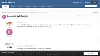 Comerica Web Banking - Website Blocking - Malwarebytes Forums