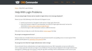 Help With Login Problems | CMS Commander