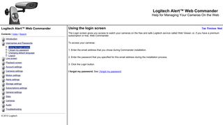 Using the login screen - Logitech Alert™ Web Commander