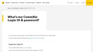 What's my CommBiz Login ID and password? - CommBank